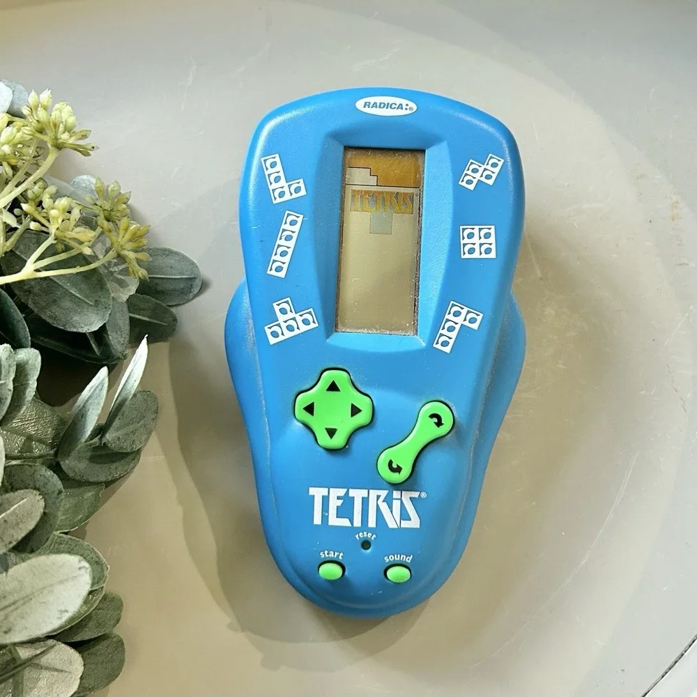 VINTAGE TETRIS Radica Electronic Handheld Pocket Travel Game Blue TESTED & WORKS